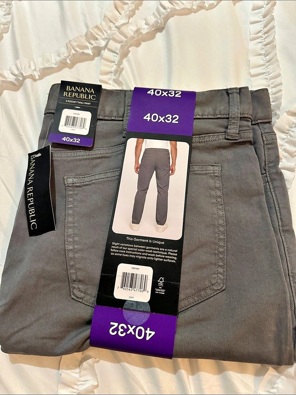 Banana Republic 5 Pocket Twill Pant Gray Waist 40x32